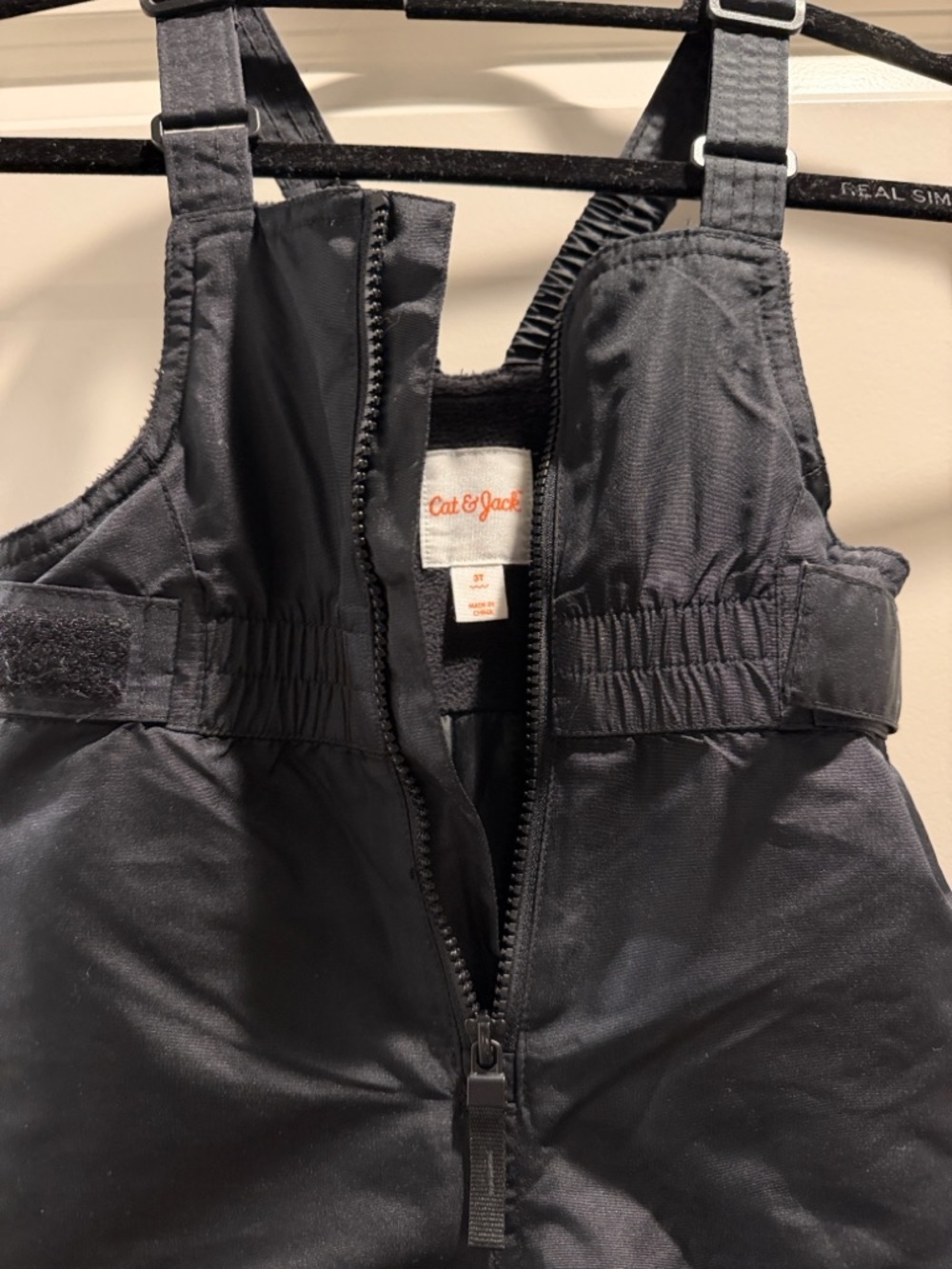 Cat & Jack Black Kids Snow Bib Overalls with Adjustable Straps
